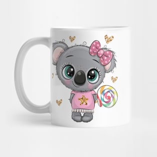 Cute koala girl with multicolour lollipop Mug